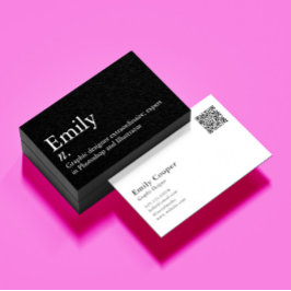 Anpassningsbar QR-kod för enkel Modern namn-defini Visitkort