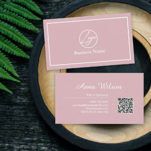 Anpassningsbar QR-kod för  rosa, minimalistisk Pro Visitkort