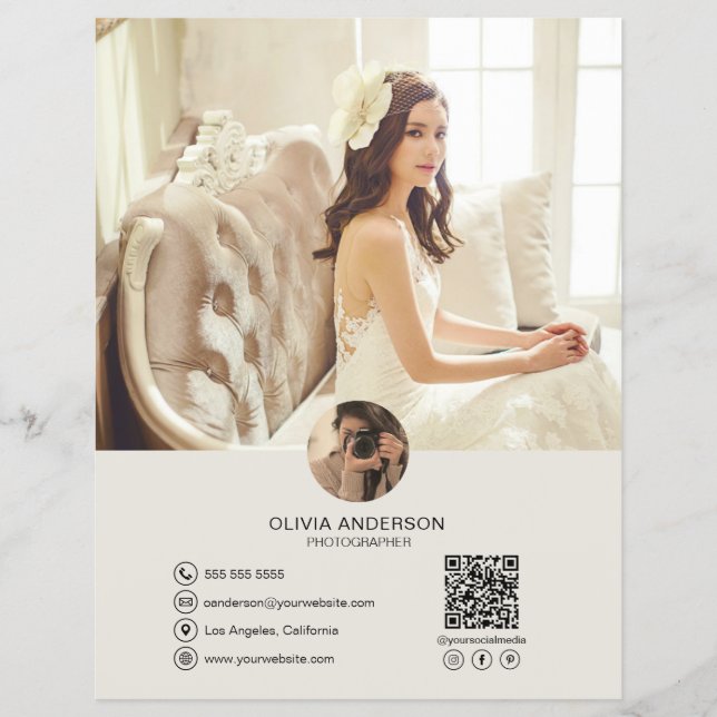 Anpassningsbar QR-kod Foto Social Media Business Reklamblad (Framsidan)