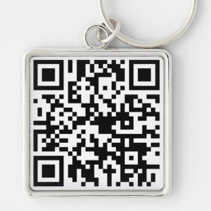Anpassningsbar QR-KOD Fyrkantig Silverfärgad Nyckelring