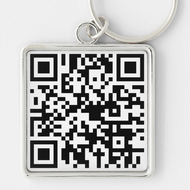 Anpassningsbar QR-KOD Fyrkantig Silverfärgad Nyckelring (Framsidan)