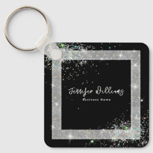 Anpassningsbar QR-kod HoloGrapcs Glitter Black Spa Nyckelring