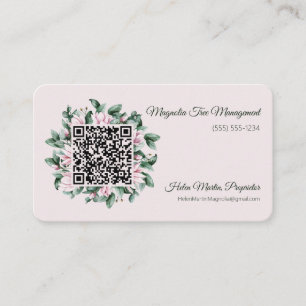 Anpassningsbar QR-kod Magnolia Flower Ram Visitkort