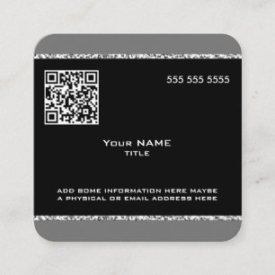 Anpassningsbar QR kod Marble Black och Grått Fyrkantigt Visitkort