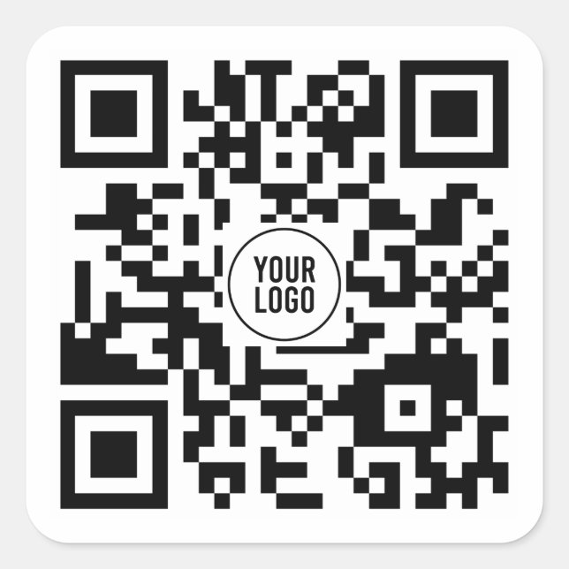 Anpassningsbar QR-kod med Logotyp Business Fyrkantigt Klistermärke (Framsida)