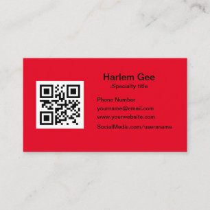Anpassningsbar QR-kod Modern Red Affärskort Visitkort
