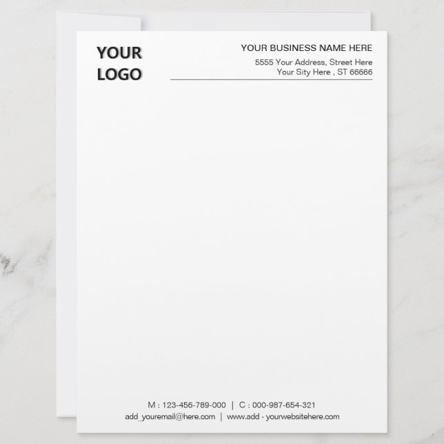 Anpassningsbar QR-kod och Logotyp Letterhead-mall Brevhuvud (Framsida)