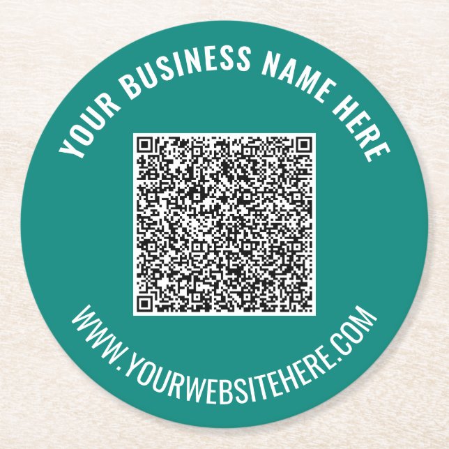 Anpassningsbar QR-kod och Papper text Underlägg Fä Rund (Framsidan)