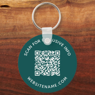 Anpassningsbar QR-kod och text Corporate Swag Teal Nyckelring