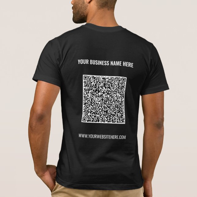 Anpassningsbar QR-kod och textaffärsmall T-Shirt (Baksida)