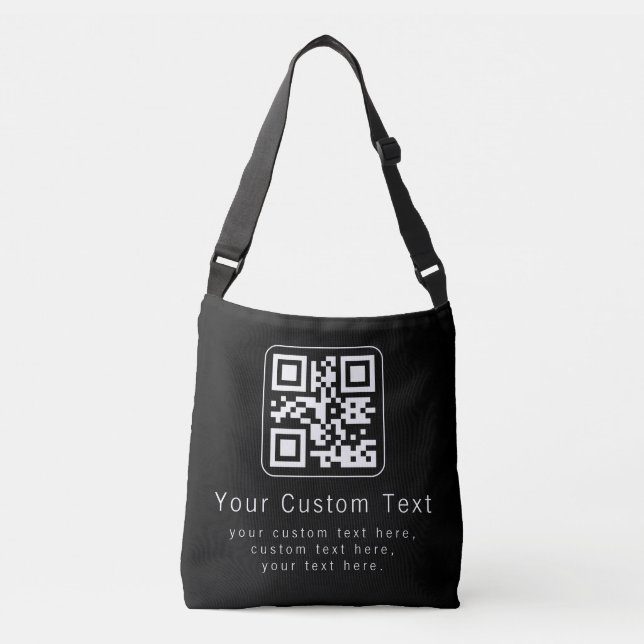 Anpassningsbar QR-kod & redigerbar textmall Axelväska (Framsida)