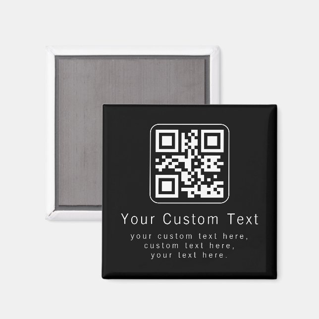 Anpassningsbar QR-kod & redigerbar textmall Magnet (Front/Back)