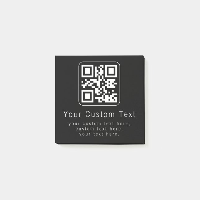 Anpassningsbar QR-kod & redigerbar textmall Post-it Block (Framsida)