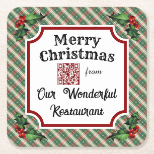 Anpassningsbar QR-kod Restauranger - julklapp Underlägg Papper Kvadrat