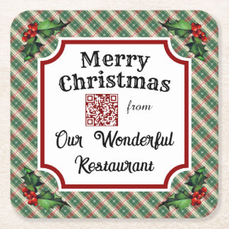 Anpassningsbar QR-kod Restauranger - julklapp Underlägg Papper Kvadrat