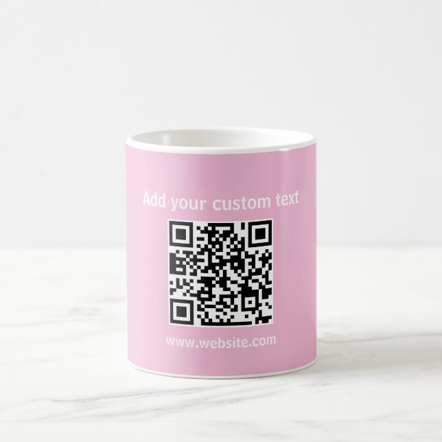 Anpassningsbar Qr-kod rosa minimalistiskt kaffe Mu Kaffemugg (Center)
