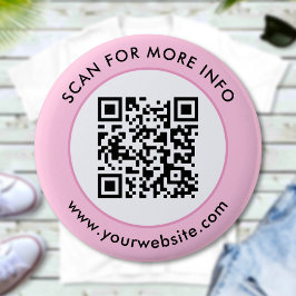 Anpassningsbar QR-kod Rosa vit svart text Knapp