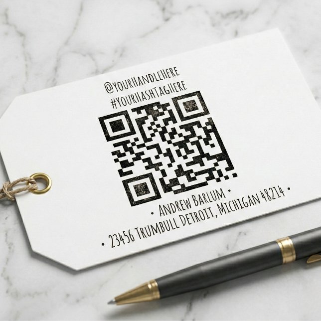 Anpassningsbar QR-kod Rubber Frimärke Självfärgande Stämpel (Custom QR Code Rubber Stamp)
