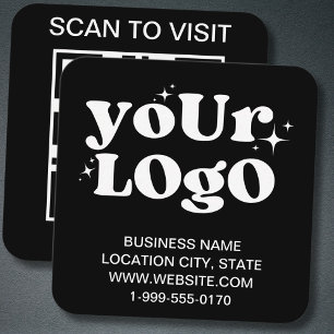 Anpassningsbar QR-kod, svart, modern Logotyp för f Fyrkantigt Visitkort