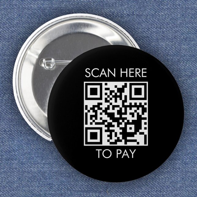 Anpassningsbar QR-kod / svart text Knapp (Skapare uppladdad)