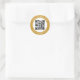 Anpassningsbar QR-kod, svart vit Guld Runt Klistermärke (Bag)