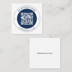 Anpassningsbar QR-kod & text   Mörk marinblå Fyrkantigt Visitkort