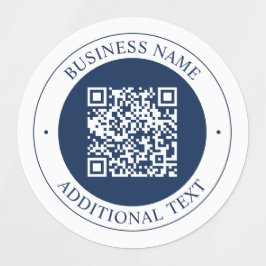 Anpassningsbar QR-kod & text | Mörk marinblå Klistermärke