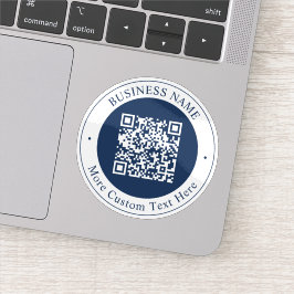 Anpassningsbar QR-kod & text | Mörk marinblå Klistermärken