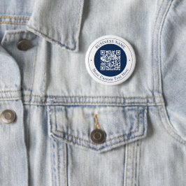 Anpassningsbar QR-kod & text | Mörk marinblå Knapp