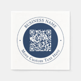 Anpassningsbar QR-kod & text | Mörk marinblå Pappersservett
