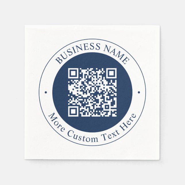 Anpassningsbar QR-kod & text | Mörk marinblå Pappersservett (Framsidan)