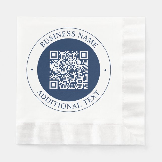 Anpassningsbar QR-kod & text | Mörk marinblå Pappersservett (Framsidan)