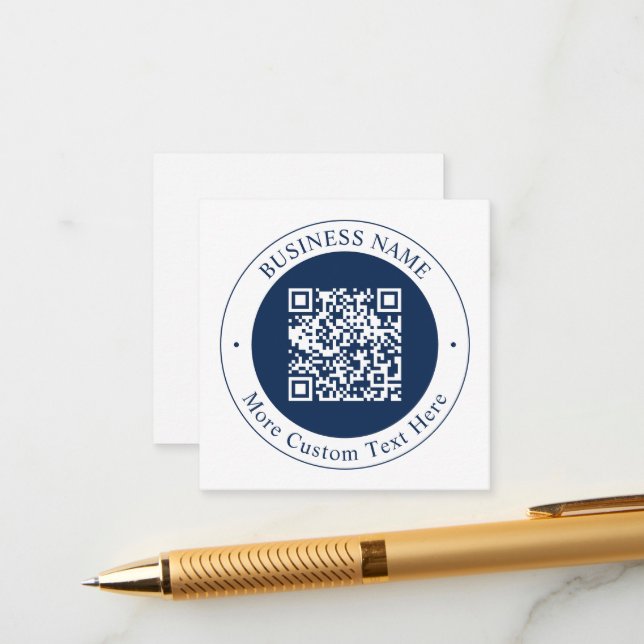 Anpassningsbar QR-kod & text | Mörk marinblå Tilläggskort (Fram/Back In Situ)