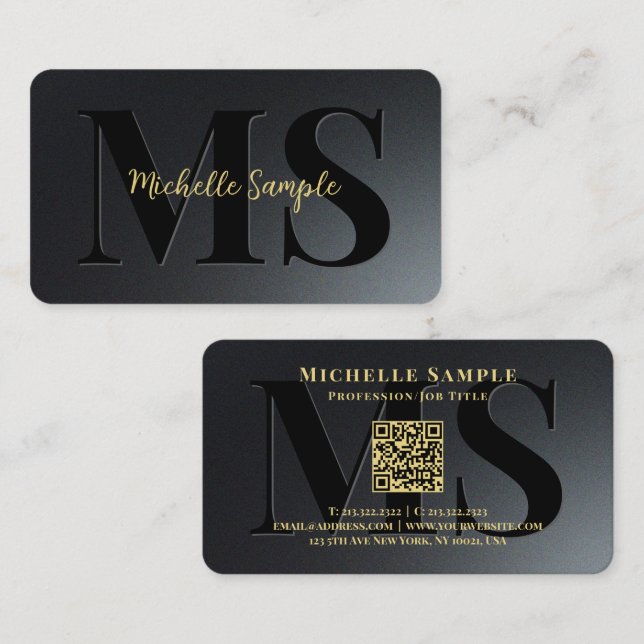 Anpassningsbar QR-kod Text Namn Luxury Guld Typogr Visitkort (Fram/baksida)