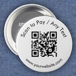 Anpassningsbar QR-kod / textvit Knapp