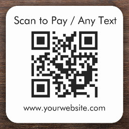 Anpassningsbar QR-kod / textvit Underlägg Papper Kvadrat