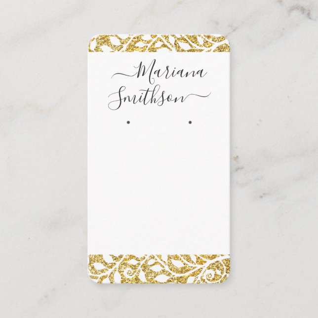 Anpassningsbar QR-kod Vita Guld-Visningar Visitkort (Framsida)