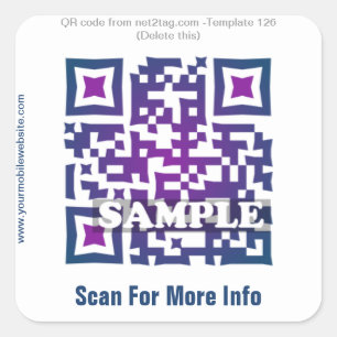 Anpassningsbar QR-koddekal (QR-kodmall nr 126) Fyrkantigt Klistermärke
