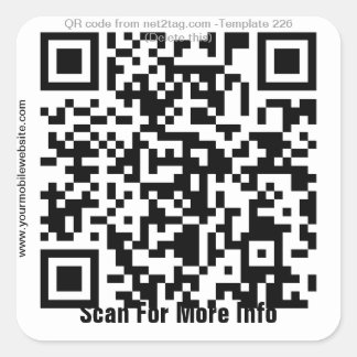 Anpassningsbar QR-koddekal (QR-kodmall nr 226) Fyrkantigt Klistermärke