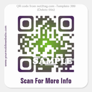 Anpassningsbar QR-koddekal (QR-kodmall nr 389) Fyrkantigt Klistermärke