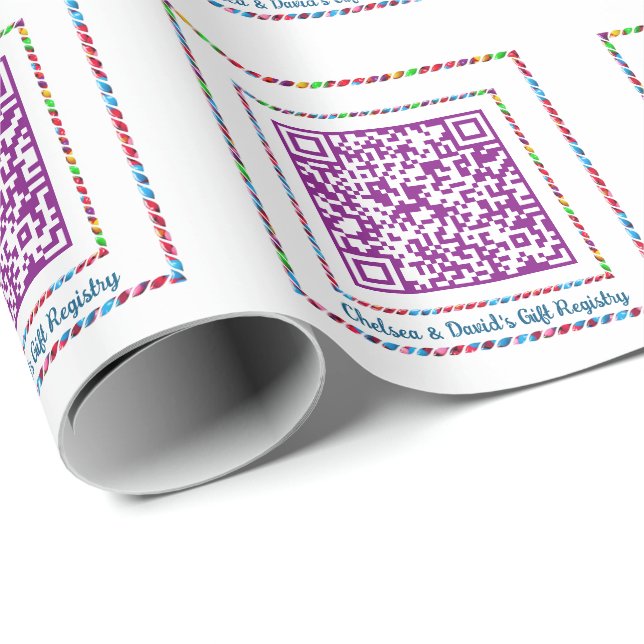 Anpassningsbar QR-koden Jellybobans Färg Ram Gift- Presentpapper (Rullad Hörn)