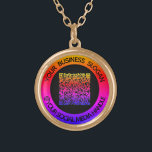 Anpassningsbar QR-koden och Social Media Necklace Guldpläterat Halsband<br><div class="desc">Anpassningsbar Färg och Typsnitt - Personlig Necklaces med QR-kodsökningsinformation och Social Media Namn eller Anpassningsbar Text Professionell Design Business Promotional eller Modern Personi Round Necklace Gift - Lägg till QR-koden - Bild - Foto eller Logotyp / Text - Info - Affärslopp - Tagline - Namn - Företag/Social Media Handle -...</div>
