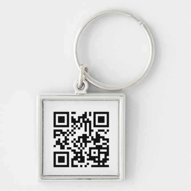 Anpassningsbar QR kodifierar Keychain Fyrkantig Silverfärgad Nyckelring (Framsidan)