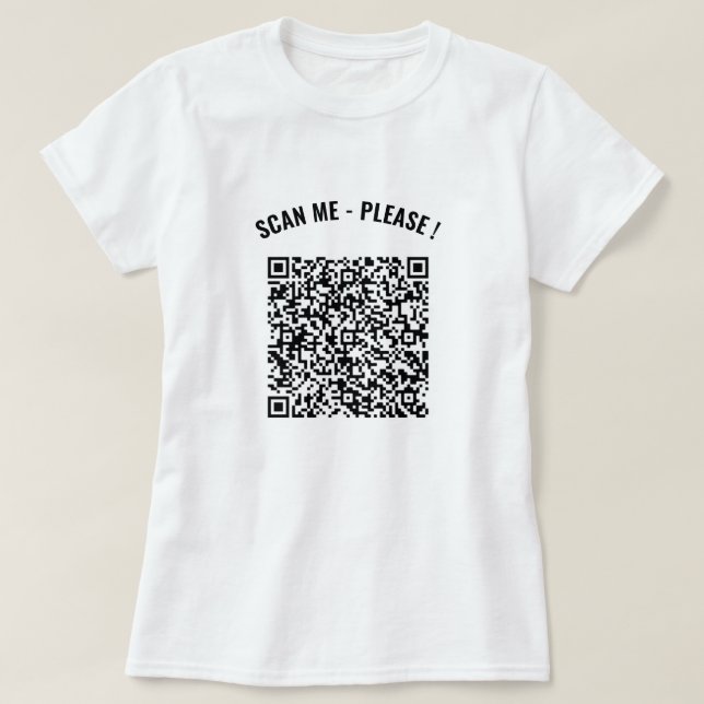 Anpassningsbar QR-kodskanningsinformationstext för T Shirt (Design framsida)