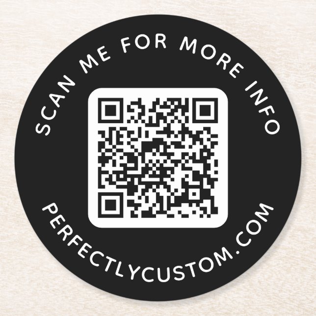 Anpassningsbar QR-kodsökning för mer informationst Underlägg Papper Rund (Framsidan)