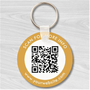 Anpassningsbar QR-kodtext Modern Guld White Busine Nyckelring