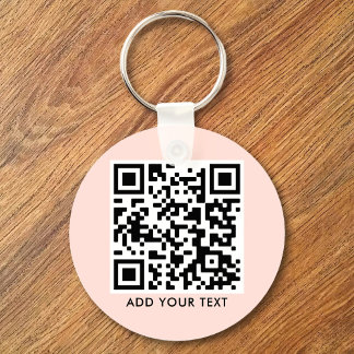 Anpassningsbar QR-kodtext Modern Rosa - företag Nyckelring