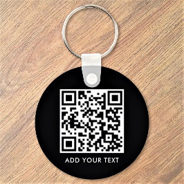 Anpassningsbar QR-kodtext Modern svart vit verksam Nyckelring
