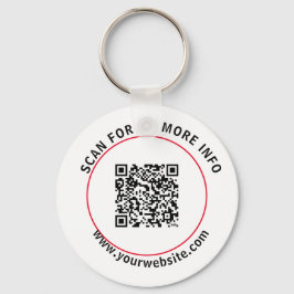 Anpassningsbar QR-kodtext Modern vit affärsknapp Nyckelring