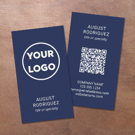 Anpassningsbar QR-Logotyp Modern Navy Blue Visitkort